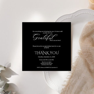 Minimalist black & white script appreciation invitation