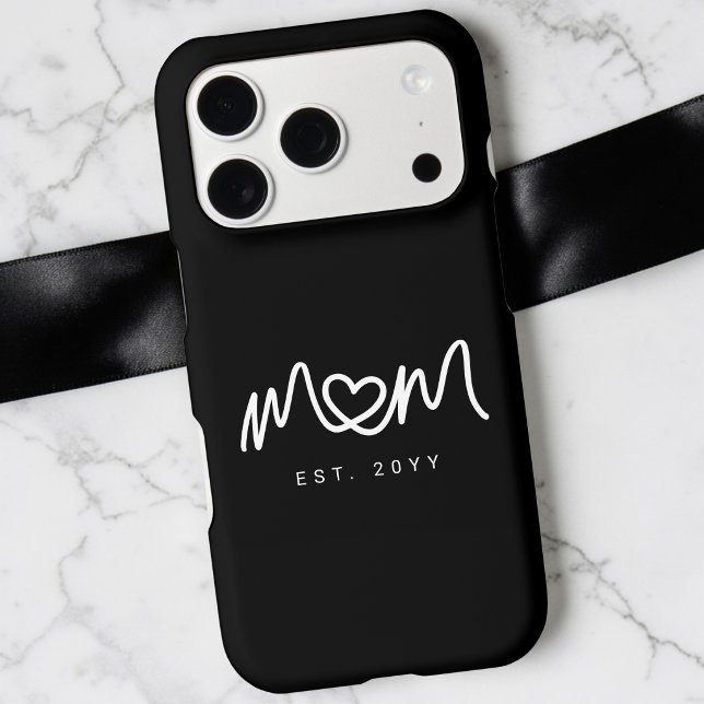 Minimalist Black & White Script Mum Established (Minimalist Black & White Script Mom Established iPhone Case)