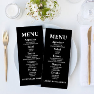 Minimalist Black White Simple Baby Shower Food Menu