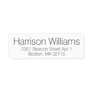 Minimalist black white simple Return Address Label