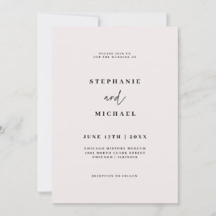 Minimalist Black White Simple Typography Wedding Invitation