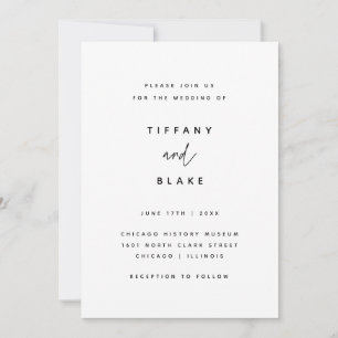 Minimalist Black White Simple Typography Wedding Invitation