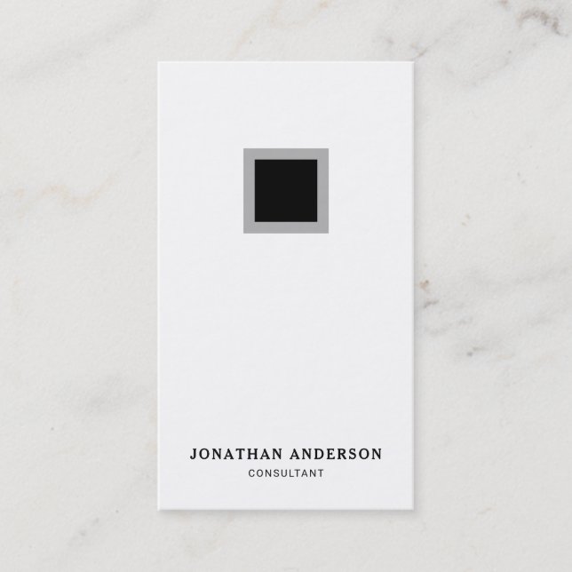 Minimalist Black & White Simple Vertical Business Card (Front)