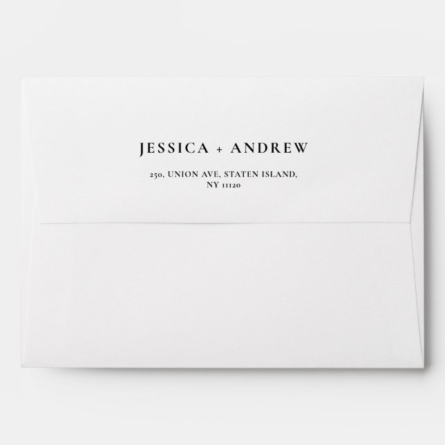 Minimalist Black & White Simple Wedding Envelope (Back (Top Flap))