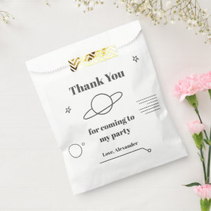 Minimalist Black White Space Theme Birthday Favour Bag