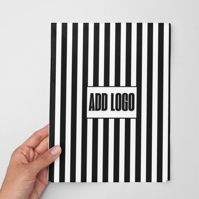 Minimalist Black & White Stripes Business Logo  Wrapping Paper Sheet (Creator Uploaded)