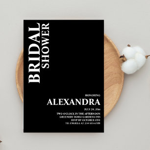 Minimalist Black & White Text Based Bridal Shower  Invitation