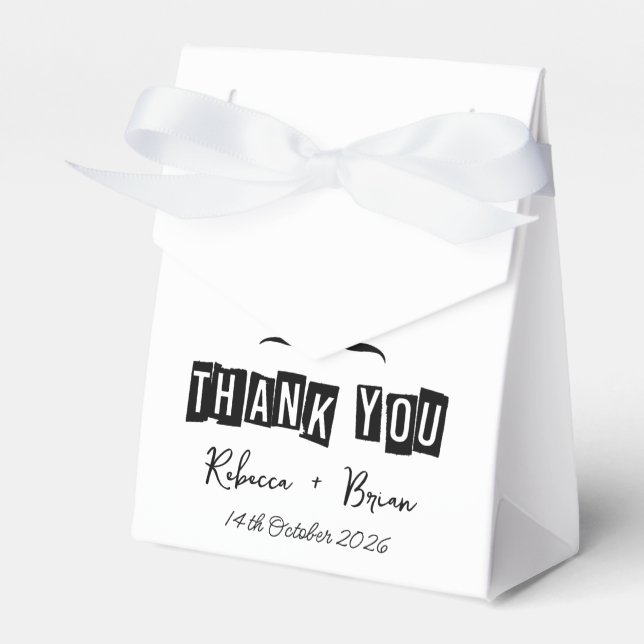 Minimalist Black & White Thank You Wedding Favour Box (Front Side)