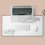 Minimalist Black & White Trendy Monogram Initials Desk Mat<br><div class="desc">Add a personalised touch to your work space with this trendy black and white desk mat with space for your initials or business logo as well as a motivational quote that reads 'Where Creativity Comes To Live'. This simple computer desk mat is perfect to use in your home office or...</div>