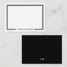 Minimalist Black White Two Border Monogram