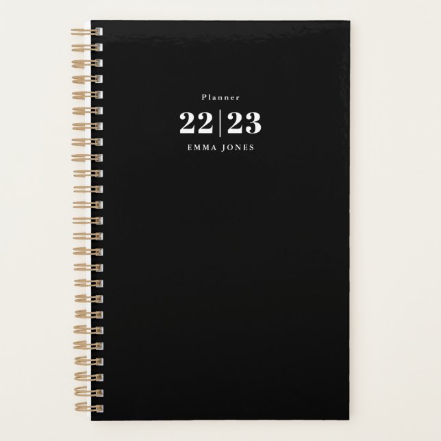 Minimalist Black White Typography Weekly Monthly Planner (Front)