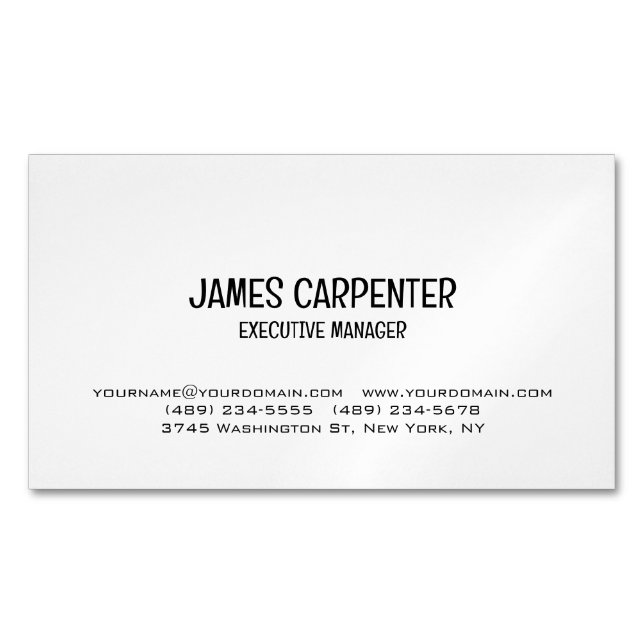 Minimalist Black White Unique Modern Professional Magnetic Business Card (Front)