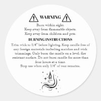 Minimalist Black White Warning Candle Label