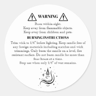 Minimalist Black White Warning Candle Label