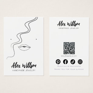 Minimalist Black White Wavy Hair Jewelry Display