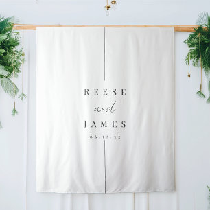 Minimalist Black & White Wedding Backdrop Tapestry
