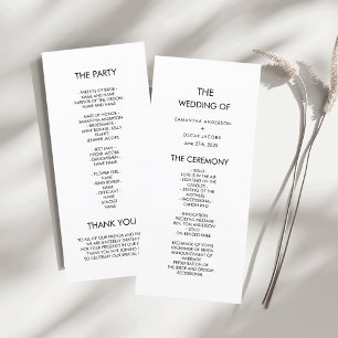 Minimalist Black & White Wedding Ceremony Program