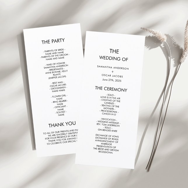 Minimalist Black & White Wedding Ceremony Program (Creator Uploaded)