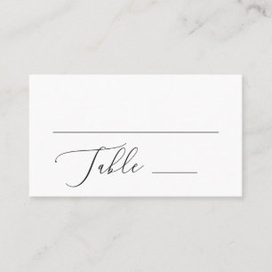 Minimalist Black & White Wedding Elegant Script Place Card