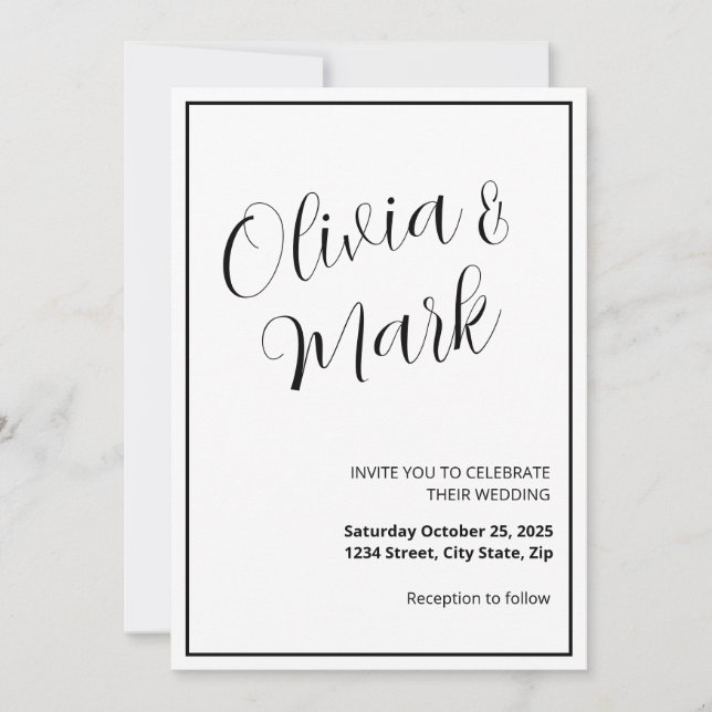 Minimalist Black & White Wedding Invitation (Front)