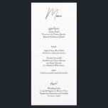 Minimalist Black White Wedding Menu Card<br><div class="desc">Enhance your table settings with this minimalist black and white wedding menu card. Featuring clean typography and a timeless design, this card outlines your reception meal options in style. Fully customisable, it’s perfect for modern, black-tie, or understated wedding themes. A simple yet elegant detail that adds sophistication to your event....</div>