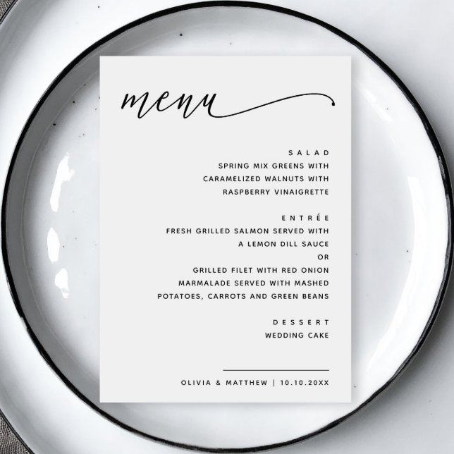 Minimalist Black & White Wedding | Modern Script Menu (Creator Uploaded)