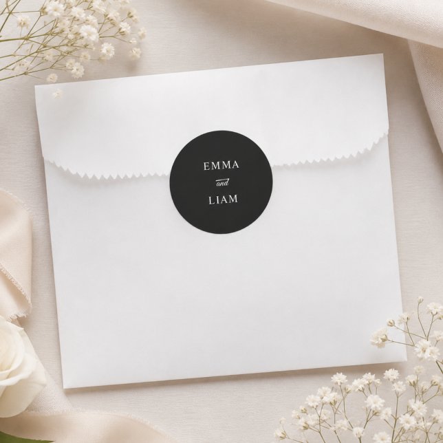 Minimalist Black & White Wedding Monogram Sticker (Creator Uploaded)