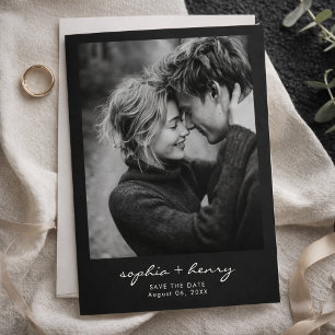 Minimalist Black White Wedding Photo Save the Date