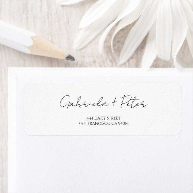 Minimalist Black & White Wedding Return Address Label (Insitu)