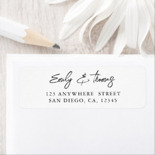 Minimalist Black & White Wedding Return Address Label