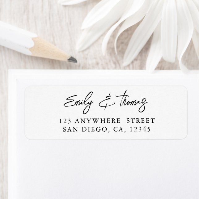Minimalist Black & White Wedding  Return Address Label (Insitu)