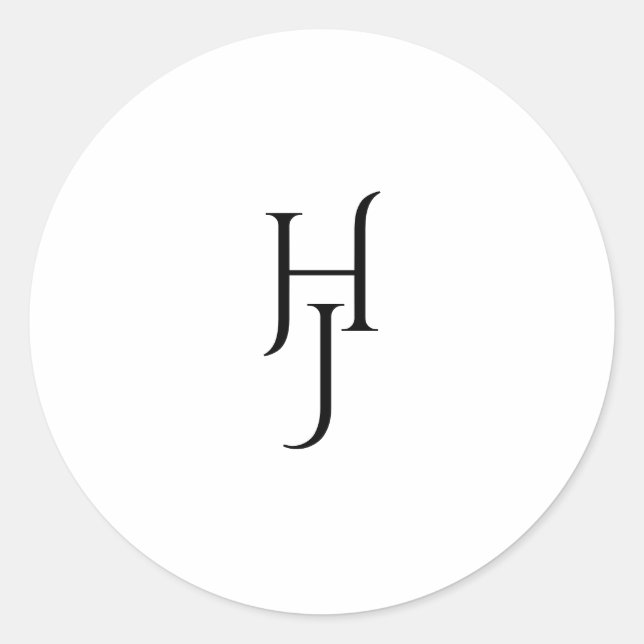 Minimalist Black White Wedding Round Sticker (Front)