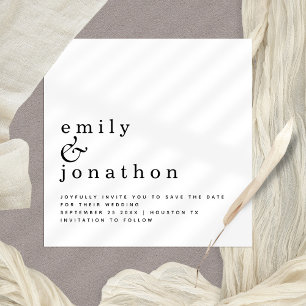 Minimalist Black White Wedding Save the Date 