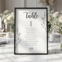 Minimalist Black & White Wedding Seating Plan Card