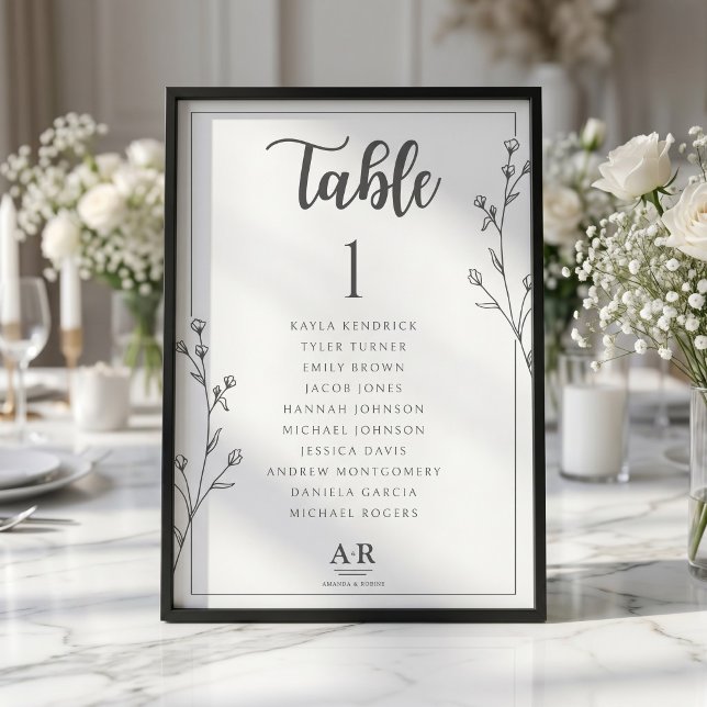 Minimalist Black & White Wedding Seating Plan Card (Creator Uploaded)