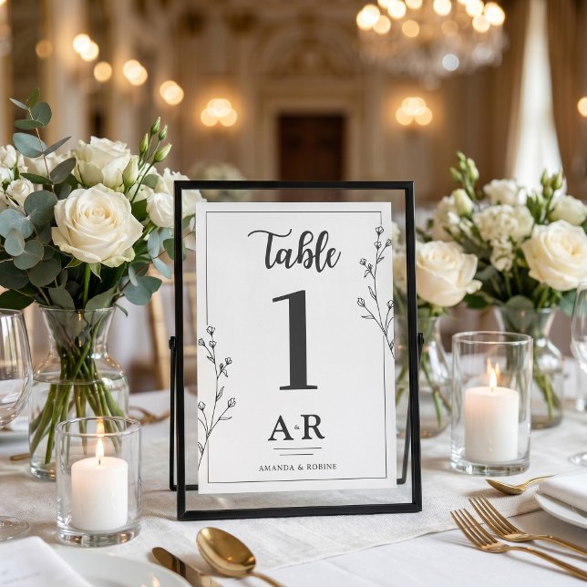 Minimalist Black & White Wedding Table Number (Creator Uploaded)