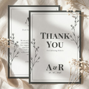 Minimalist Black & White Wedding Thank You Card
