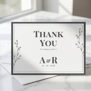 Minimalist Black & White Wedding Thank You Card