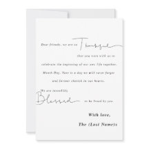 Minimalist Black & White Wedding Thank You Card
