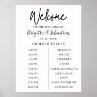 Minimalist Black & White Wedding Welcome Timeline