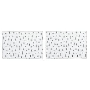Minimalist Black & White Winter Forest Pattern Pillowcase