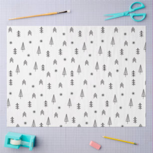 Minimalist Black & White Winter Forest Pattern Tissue Paper