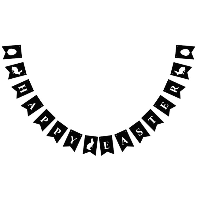 Minimalist Black With White Bunnies Happy Easter Bunting (All)