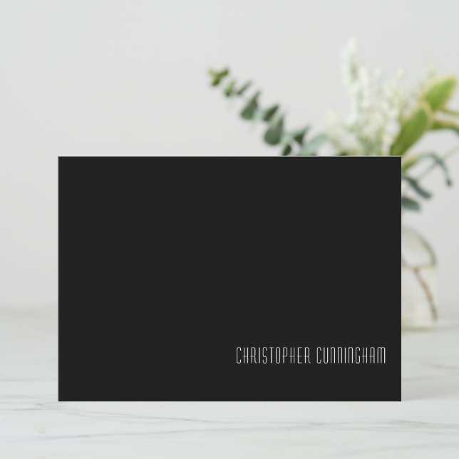 Minimalist Black with White Text Flat Note Card (Standing Front)