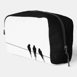 Minimalist Blackbirds Silhouette on Wire Dopp Kit