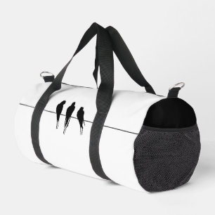 Minimalist Blackbirds Silhouette on Wire Duffle Bag