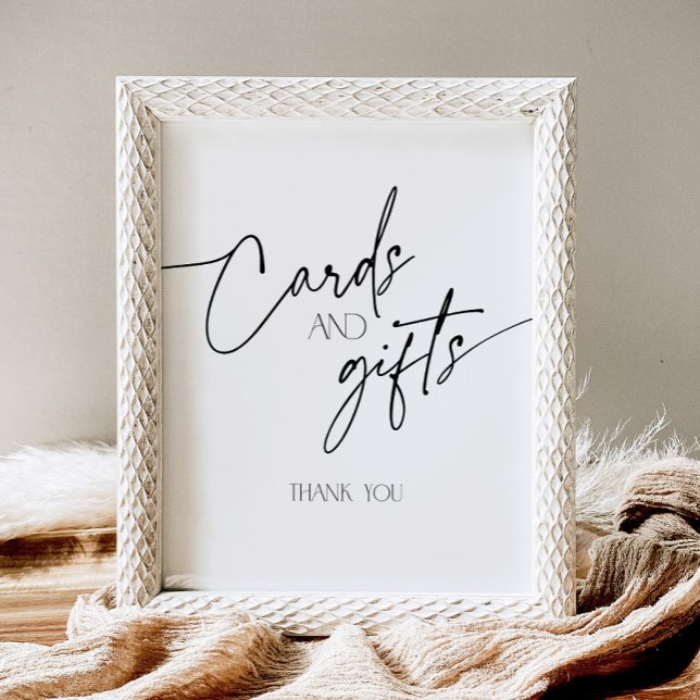 Minimalist Blak and White Script Cards and Gifts Pedestal Sign (Creator Uploaded)