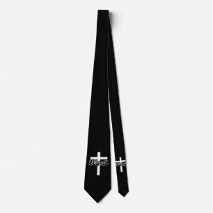 Minimalist Blessed Cross Christian Faith Design Tie