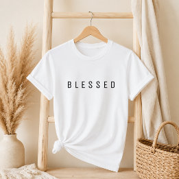 Minimalist BLESSED Text White T-Shirt