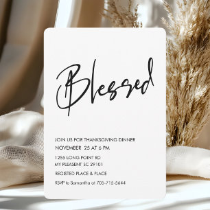 Minimalist Blessed Thanksgiving Dinner Invitation